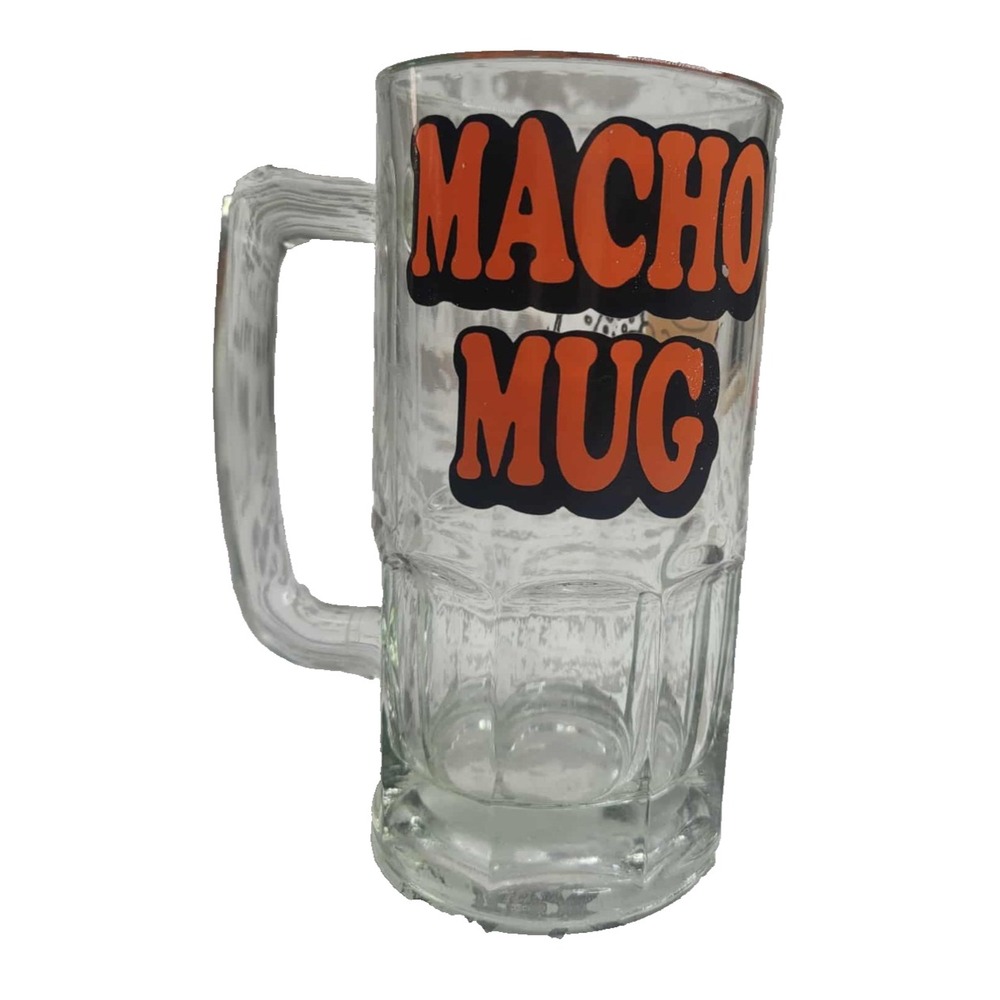 Vintage 1979 Ziggy Macho Man 8" Tall Beer Mug Drinking Glass 32 oz Tom Wilson‎